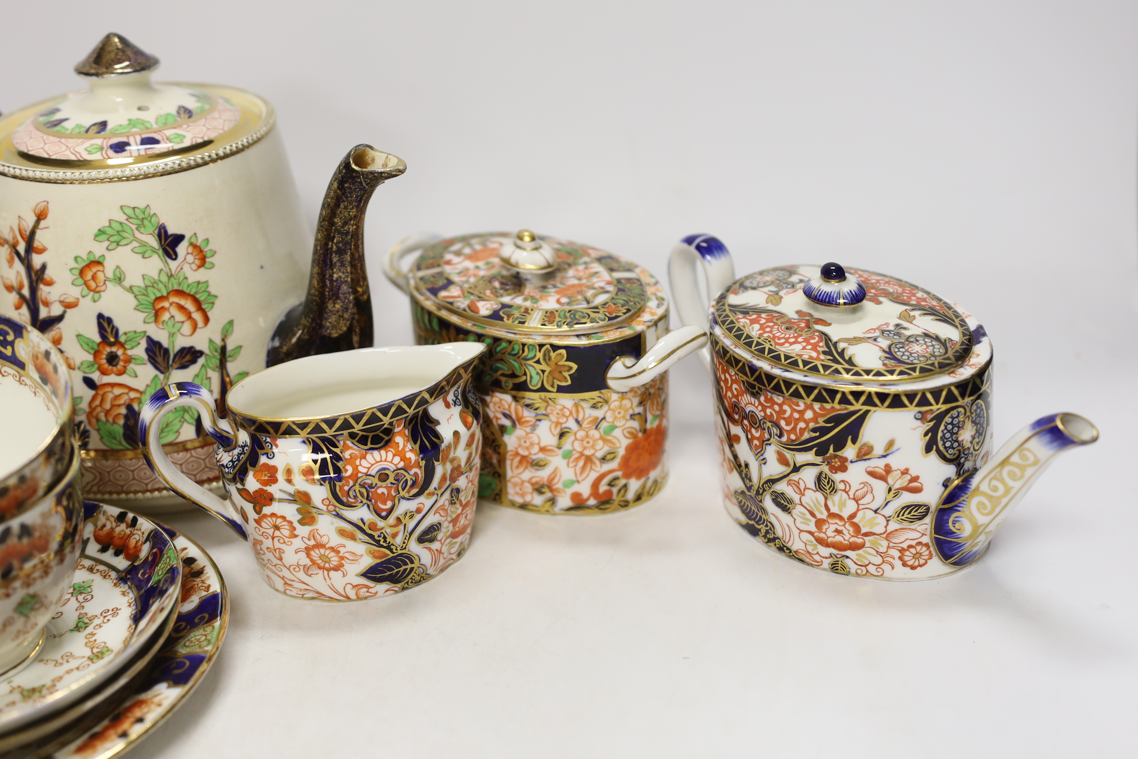 A group of Imari pattern teawares including Royal Staffordshire and Crown Derby